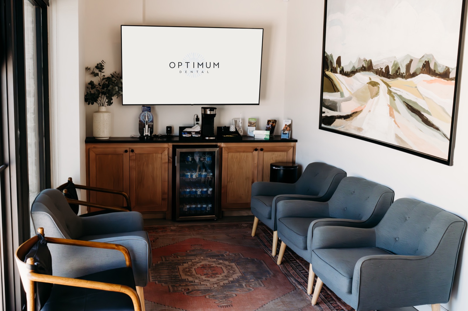 Patient waiting area at Optimum Dental of Elgin